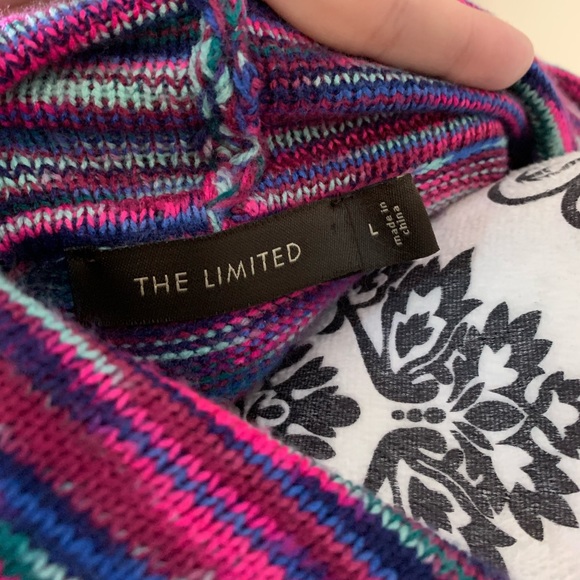 The Limited, Cowl Neck Multi Color Knit Pullover Sweater Women's Size Lg. - Picture 6 of 11